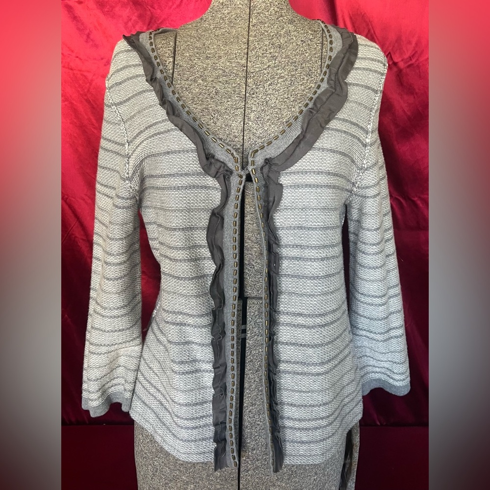 Banana Republic Gray Striped Cardigan
